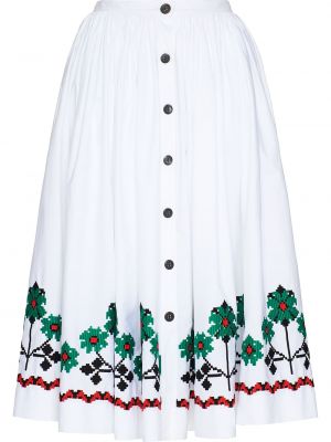 Falda larga con bordado de flores Miu Miu blanco