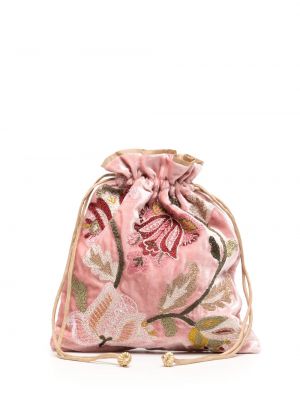 Portofel de mătase de catifea cu model floral Anke Drechsel roz