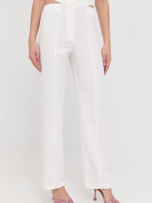 Bardot pantaloni femei, culoarea alb, drept, high waist