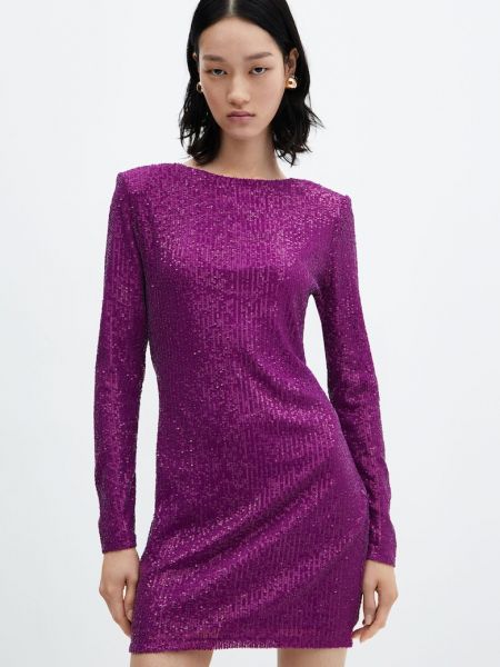 Платье мини с пайетками Mango фиолетовое