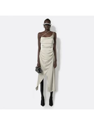 Satynowa sukienka midi asymetryczna Han Kjobenhavn beżowa