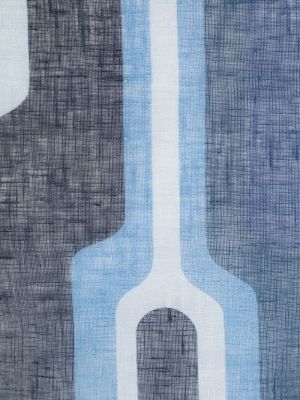 Lněný šál s potiskem s abstraktním vzorem Tagliatore modrý