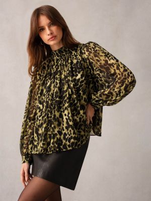 Леопардовая блузка с принтом Ro&zo черная