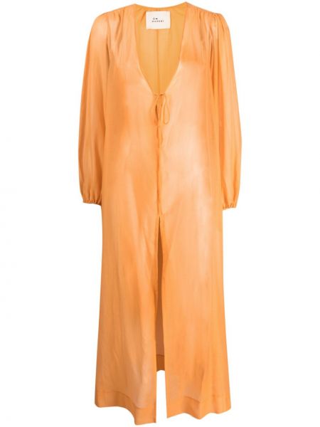 Vestito lungo di seta di cotone Manebi arancione