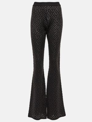 Pantaloni cu picior drept de lână Versace negru