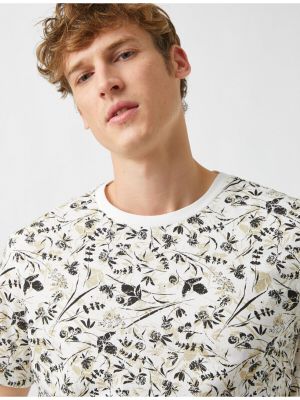 Polo majica slim fit s cvjetnim printom s printom Koton siva