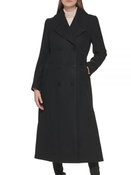 Шерстяное длинное пальто Kenneth Cole черное