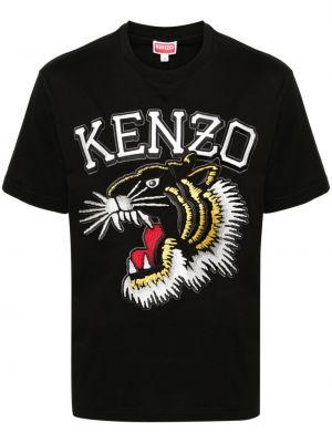 Tigrované bavlnené tričko Kenzo čierna