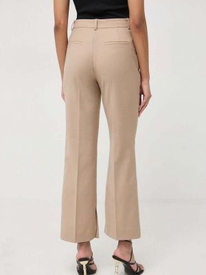 Jednobarevné kalhoty s vysokým pasem Ivy Oak béžové