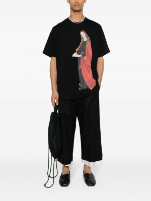 Bavlněné tričko s potiskem Yohji Yamamoto černé