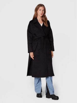 Oversized vlnený zimný kabát Silvian Heach čierna