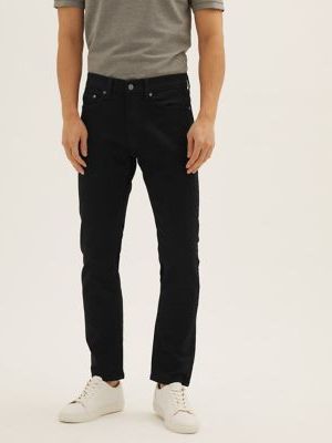 Mens M&S Collection Shorter Length Straight Fit Stretch Jeans - Black, Black M&s Collection