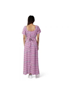 Sukienka długa z dekoltem w serek z krótkim rękawem Only fioletowa