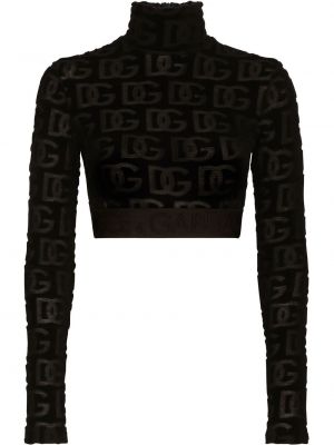Crop top s potiskem Dolce & Gabbana černý