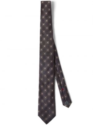 Hodvábna kravata s potlačou Brunello Cucinelli hnedá