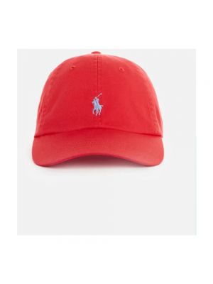 Gorra de algodón Ralph Lauren rojo