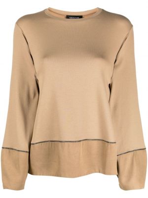 Bavlněný svetr s korálky Fabiana Filippi hnědý