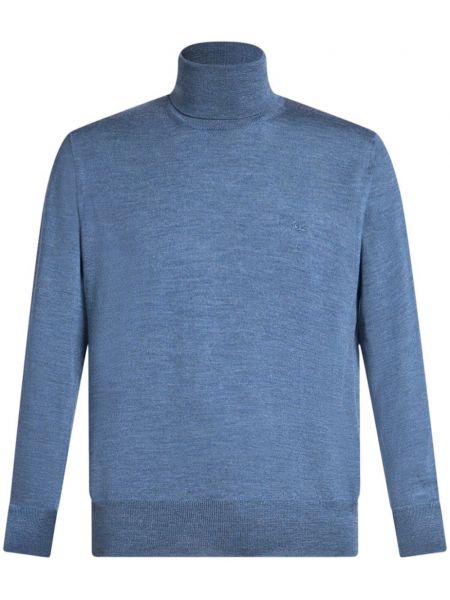 Vlnený sveter s výšivkou Etro modrá