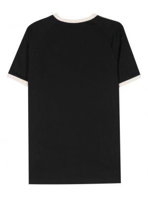 Iš natūralios odos dryžuotas medvilninis marškinėliai Adidas juoda