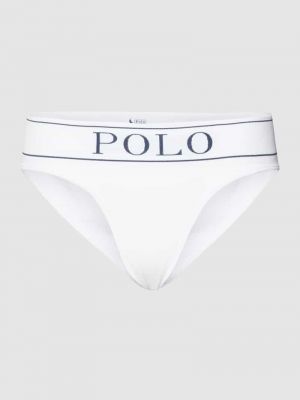 Slipy z nadrukiem Polo Ralph Lauren białe