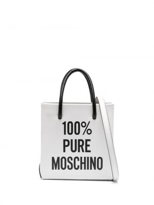 Кожени шопинг чанта с принт Moschino