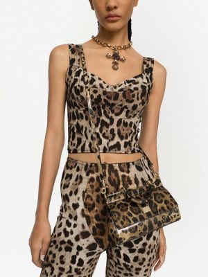 Leopardí shopper kabelka s potiskem Dolce & Gabbana hnědá