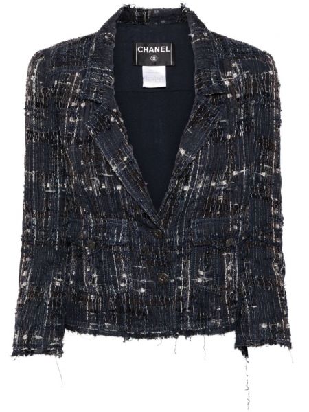 Tweed langer blazer mit geknöpfter Chanel Pre-owned blau