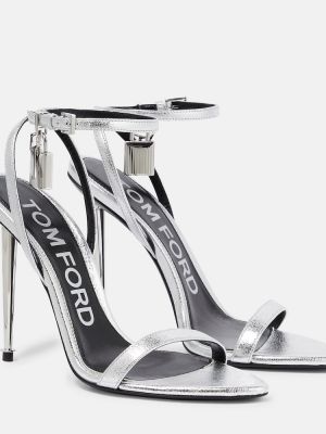Sandale din piele Tom Ford argintiu