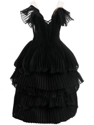 Večerní šaty z nylonu na zip s výstřihem do v Marchesa - černá