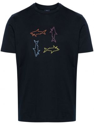 Bavlněné tričko s potiskem Paul & Shark modré