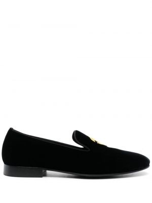 Aksamitne loafers Roberto Cavalli czarne