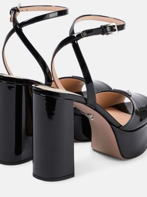 Lakované kožené sandále na platforme Prada čierna