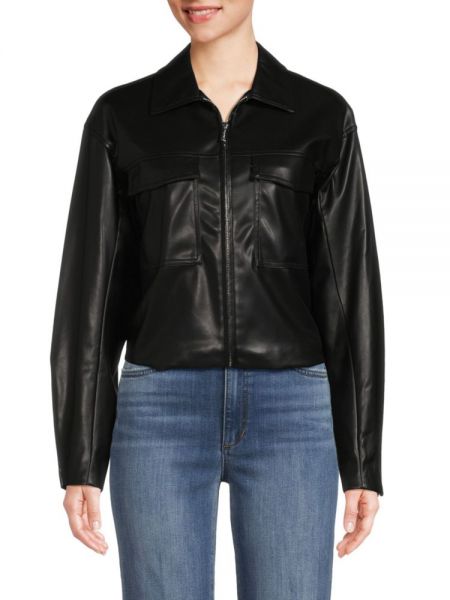 Мотоциклетная куртка на молнии из искусственной кожи Calvin Klein черная