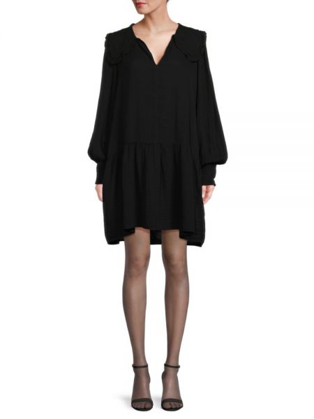 Бархатное платье мини с рюшами Velvet черное