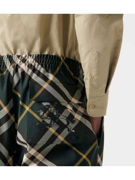 Voľné kockované nohavice Burberry zelená