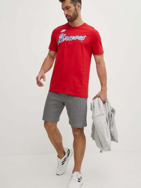 Хлопковая футболка с принтом Nike красная