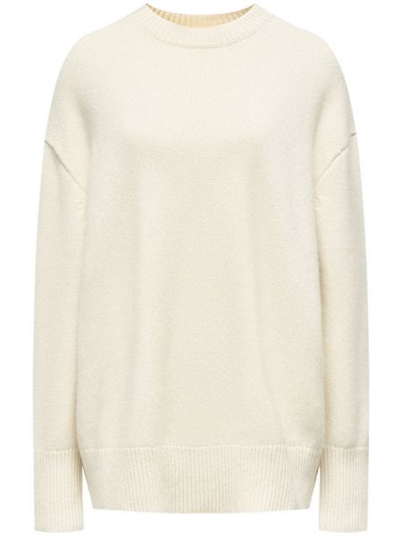 Кашмирен пуловер с кръгло деколте 12 Storeez бяло