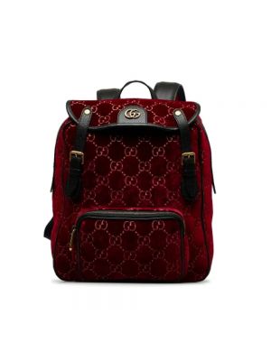 Aksamitny plecak Gucci Vintage czerwony