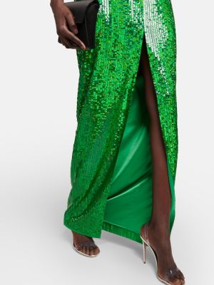 Dlouhé šaty s flitry Rasario zelené