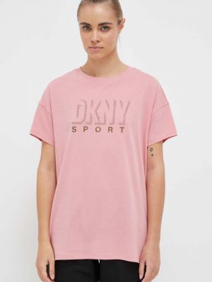 Памучна тениска Dkny розово