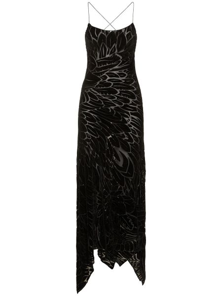 Aksamitna sukienka długa Roberto Cavalli czarna