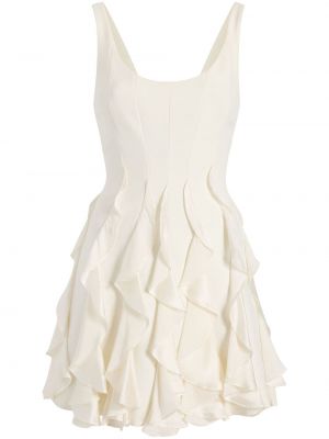 Viskózové mini šaty na zip s volány Cinq A Sept - bílá