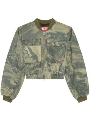 Giacca bomber con stampa Diesel verde