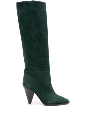 Kožené semišové kotníkové boty Isabel Marant zelené