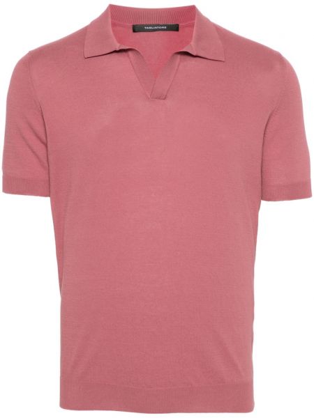 Pletena polo majica Tagliatore ružičasta