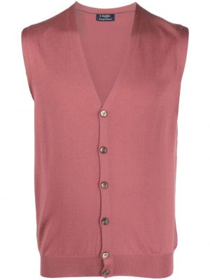 Pletená vlnená vesta na gombíky Barba ružová
