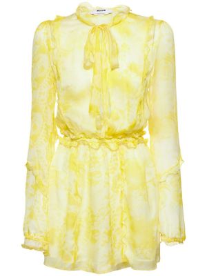 Jedwabna sukienka mini Msgm żółta