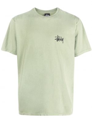 Bavlněné tričko s potiskem Stussy zelené