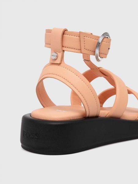 Kožené sandály na platformě Boss oranžové