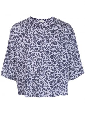 Květinové hedvábné tričko s potiskem Pierre-louis Mascia